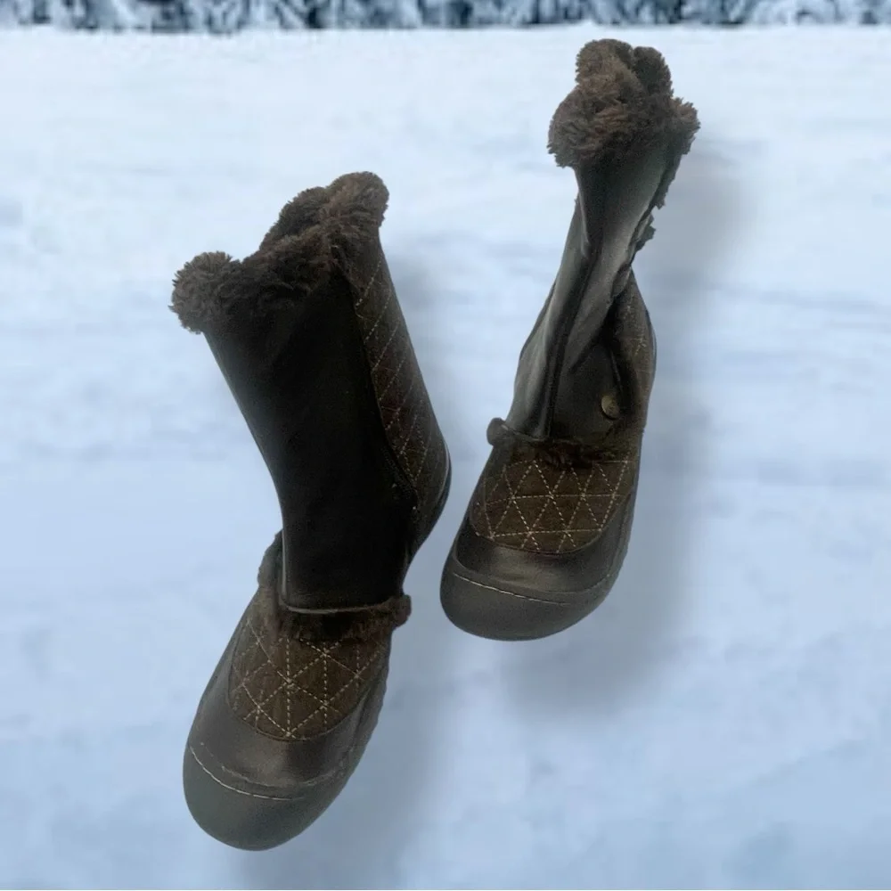 JBU Women's Brown Quilted Winter Boots